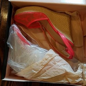 Coral lace wedge sandal. Victoria's secret  NIB